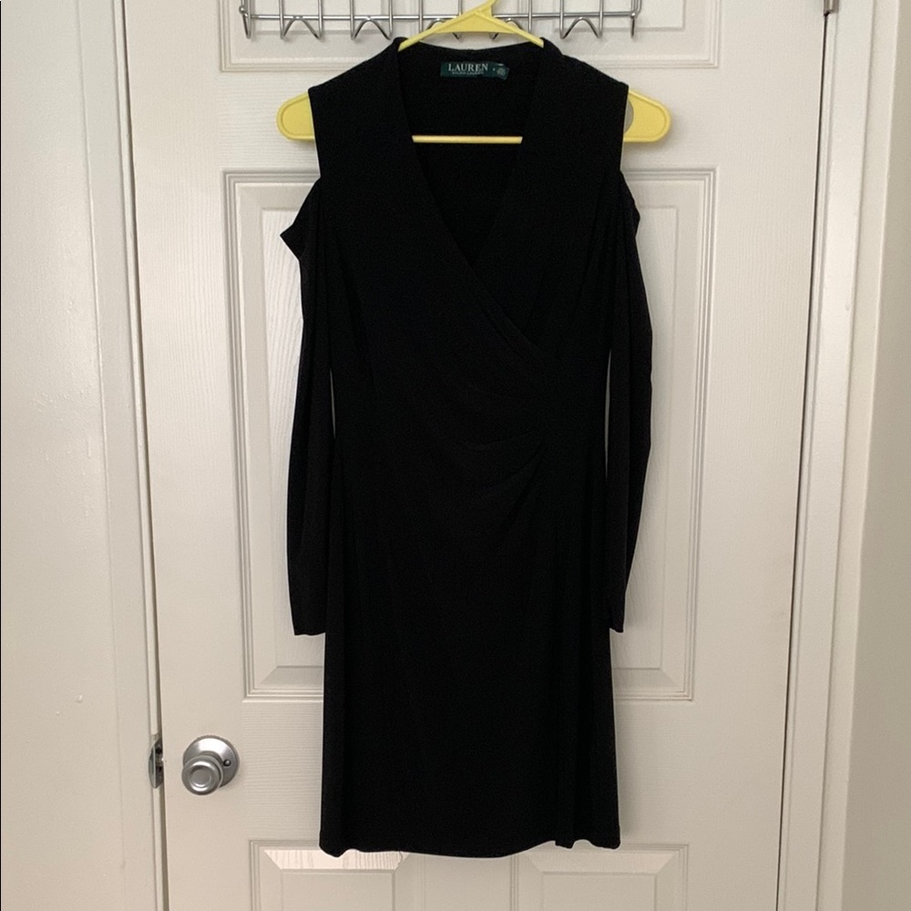 Lauren Ralph Lauren Black Cold Shoulder Sheath Dress